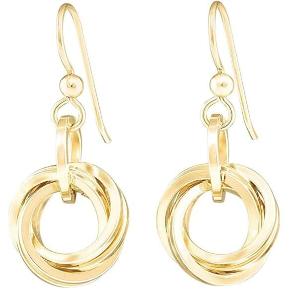 Elegant 14K Yellow Gold-Filled Love Knot EarringsStylish Leverback Circle